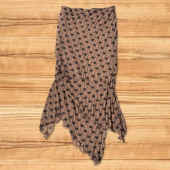 Free People Margot Convertible Maxi Skirt Boho Ruched Asymmetrical Hem Brown XL - Picture 2 of 8